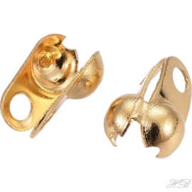 00821 Kalotjes  Goudkleurig (18k) (304 stainless steel)  6,5x4,5x3mm; gat 1,4mm ±15 stuks