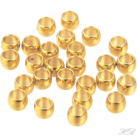 05147 Spacer Rondel (304 stainless steel Real 24K Gold Plated) Goudkleurig 1,5x1mm; gat 0,8mm 20 stuks