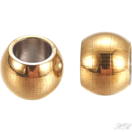 04882 Spacer glad Goudkleurig (304 stainless steel) 3x2mm; gat 1,8mm ±18 stuks