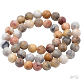 02855 Natuursteen streng (±30cm)  Crazy lace agate Bruin   8mm; gat 1mm 1 streng