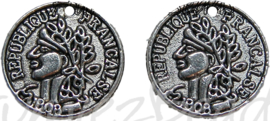 02857 Bedel munt Antiek zilver (Nikkelvrij) 15mm 11 stuks