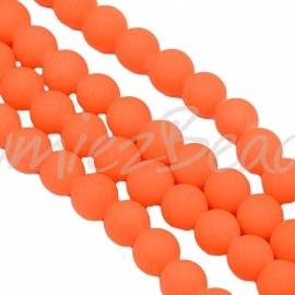 03872 Glaskraal rubberized Neon streng (±25cm) Oranje 12mm; gat 1,5mm  1 streng