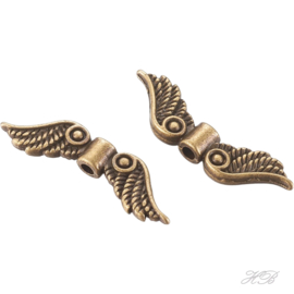 05594 Spacer Vleugel Antiek brons (Nikkelvrij) 7x23x3mm; gat 1,5mm 7 stuks