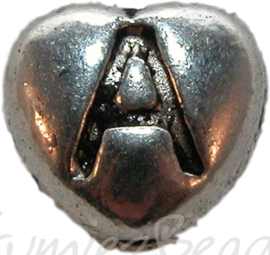 Mixed kraal hart antiek zilver 9mmx7mm 1209 stuks