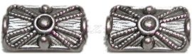 02581 Spacer rechthoekig bedrukt Antiek zilver (Nikkelvrij) 15mmx9mmx5mm; gat 2mm 7 stuks