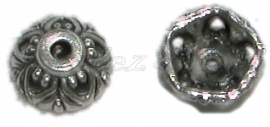 01916 Kralenkap fleur Antiek zilver (Nikkelvrij) 4mmx10mm 11 stuks