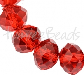 01635 Imitatie swarovski streng (±20cm) Rood 12mmx16mm 1 streng