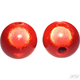 04701 Acryl kraal Miracle Rood  12mm; gat 1mm 6 stuks