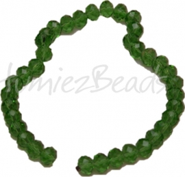 00110 Glaskraal imitatie swarovski faceted Abacus streng (±20cm) Groen 6mmx8mm 1 streng