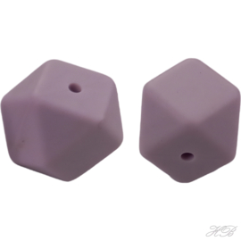 04814 Siliconenkraal Hexagon Lila 17mm; gat 2mm 3 stuks