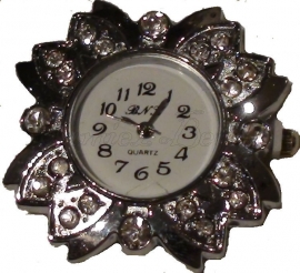 00128 Horloge bling Metaalkleurig/Chrystal  1 stuks