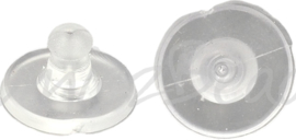 02494 Oorbelachterkantjes plastic Transparant 10x6mm; gat 0,5mm ±25 stuks