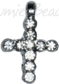 02447 Anhänger bling kruis Nickelfarbe / Kristall 20mmx14mmx3mm 1 stück