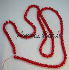 02542 Glaskraal Jade gespoten streng ±40cm Rood 6mm 1 stuks