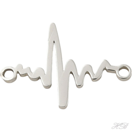 03867 Tussenstuk Hartslag Metaalkleurig 201 stainless steel  10x15x1mm; gat 1mm 3 stuks
