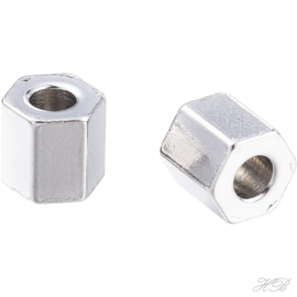 01576 Spacer Hexagon (304 stainless steel) Metaalkleurig 4mm; gat 1,8mm 5 stuks