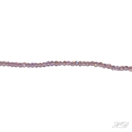 05429 Glaskraal streng (±40cm) rondel (±200pcs) Rose AB 2x2,5mm; gat 0,8mm 1 streng