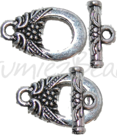 00436 Kapittelslot daisy Antiek zilver (Nikkel vrij) 19mmx11mm 4 stuks