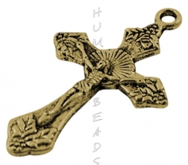 01335 Bedel crucifix Antiek goud (Nikkel vrij) 33mmx20mm 5 stuks