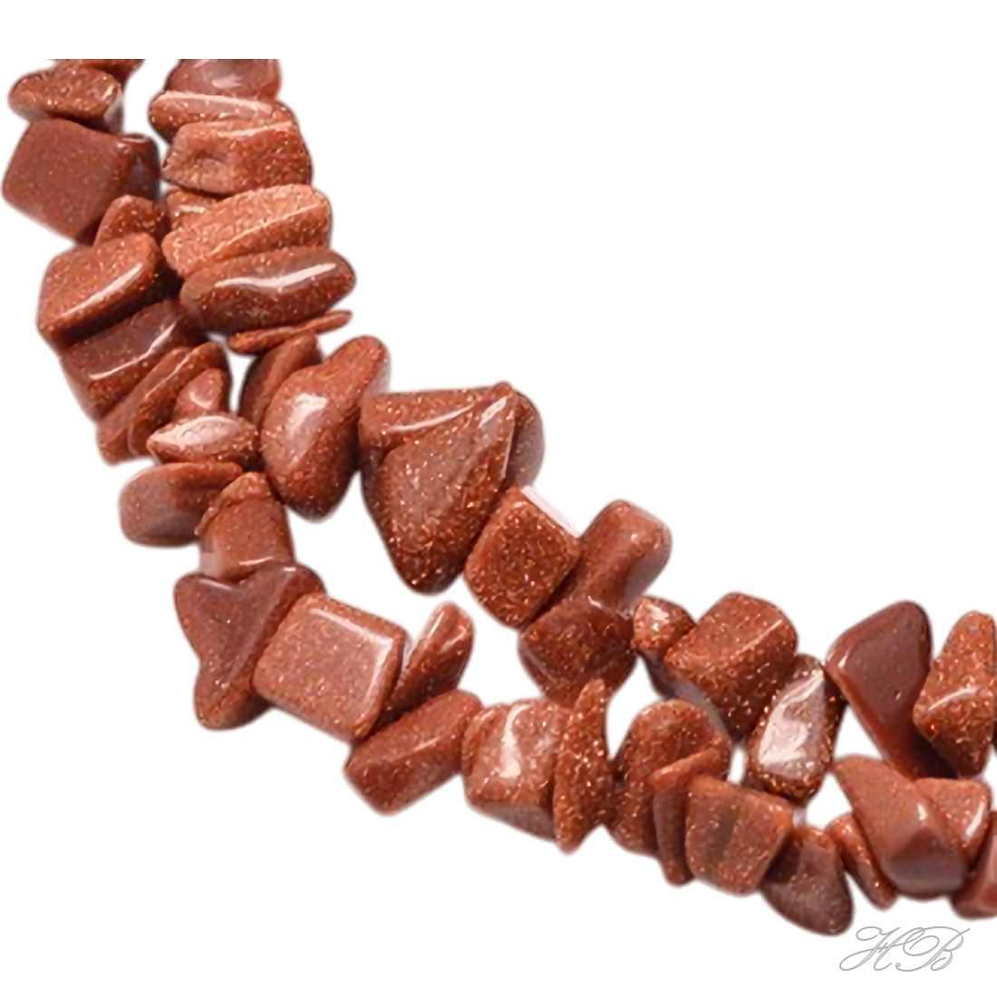 02848 Natuursteen streng (±30cm) Synthetisch Goldstone chipskraal Bruin   5~8mm; gat 1mm 1 streng