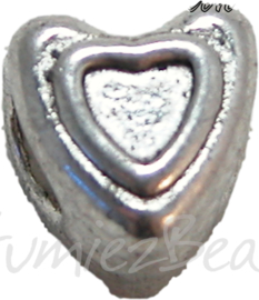 00364 Pandorastijl hartje in hart Antiek zilver 9mmx9mm