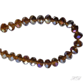 05425 Glaskraal streng (±40cm) rondel (±200pcs) Mokka AB 2x2,5mm; gat 0,8mm 1 streng