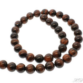 03206 Natuursteen streng (±38cm) Tiger eye Bruin 10mm; gat 1mm 1 streng