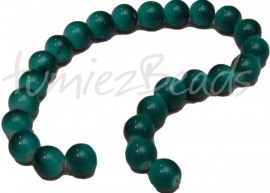 03216 Glaskraal streng (±25cm) Donker turquoise 12mm 1 streng