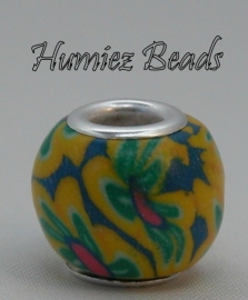 02276 Pandorastijl Fimo kraal Geel 15mm