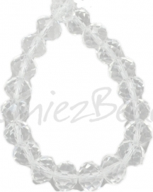 03898 Glaskraal imitatie swarovski faceted Abacus streng (±20cm) Transparant 10mmx14mm 1 streng