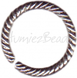 00042 Runde ring twisted Antiksilber (Nickelfrei) 13mm 11 stück