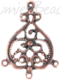 00158 Verdeler ornament Antiek koper (Nikkelvrij) 36mmx26mmx1,5mm; oog 1,5mm 6 stuks