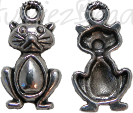 00420 Bedel kat Antiek zilver (Nikkel vrij) 20mmx11mm 6 stuks