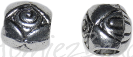 01700 Metalen kraal eye met groot gat Antiek zilver 8mmx8,5mm; gat 4mm 7 stuks