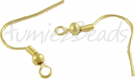 00866 Ohrhaken​ met veer en balletje Goldfarbe (Nickelfrei) 18mm 6 paar