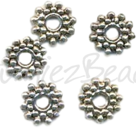 04190 Spacer daisy Antiek zilver (Nikkelvrij) 9mmx2mm; gat 2mm 15 stuks