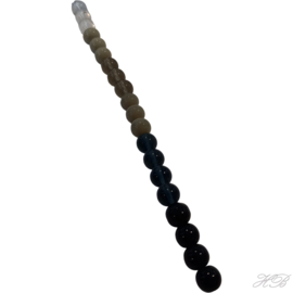 05366 Glaskraal streng ±18cm Transparant/grijs/zwart 10mm; gat 1,5mm 1 streng