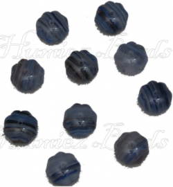 02433 Tsjechische glaskraal Blauw-wit 8mmx11mm 10 stuks