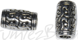 00449 Metal Perlen Metalen kraal bedrukt große loch Antiksilber 12,5mmx6,5mm; loch 3,5mm  5 Stück