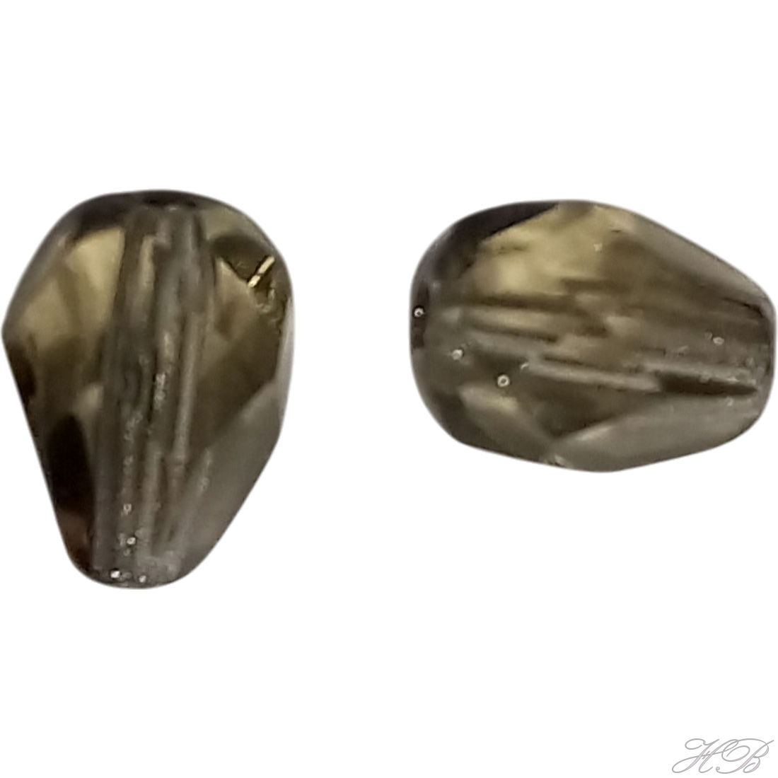05312 Glaskraal Facet Druppel (in potje) Smoke   8x6mm; gat 1mm ±25 stuks