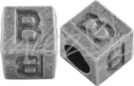 01154 Vierkante letterkraal B Antiek zilver