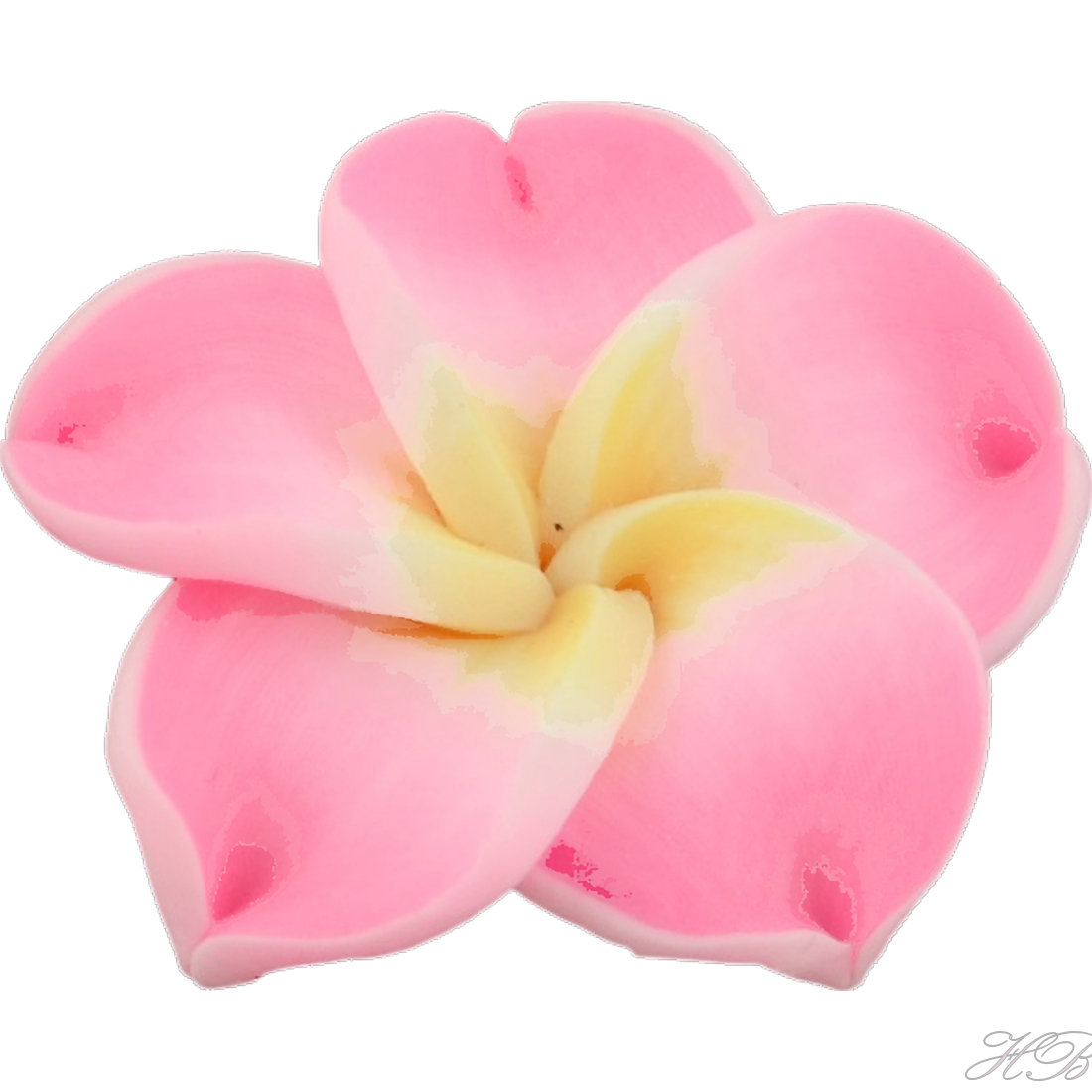 05416 Fimokraal Bloem Pink   15x8mm; gat 2mm 5 stuks