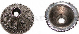 00159 Kralenkap Pukkel Antiek zilver (Nikkel vrij) 7mmx13mm 7 stuks