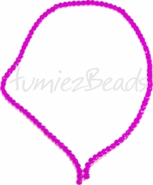 03567 Glaskraal streng (±40cm) crackle Fuchsia 4mm 1 streng