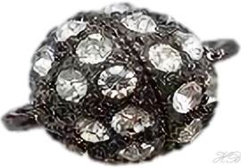 04613 Magneetslot Bling Gunmetal (Nikkel vrij)/Chrystal 18x14mm; oogje 1,5mm 1 stuks