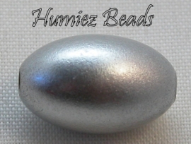 02423 Acryl perle oval metallisch Grau 14mmx9mm 11 stück