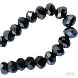 05445 Glaskraal streng (±17cm) rondel (±170pcs) Hematite 1x2mm; gat 0,5mm 1 streng