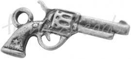 01385 Anhänger revolver Antiksilber (Nickelfrei) 24mmx11mmx3mm  4 Stück