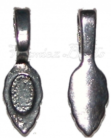 01092 Plakoog voor hangers (glue on bail) Antiek zilver (nikkelvrij) 26x8x7mm; gat 8x5mm 6 stuks