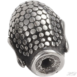 04875 Metalen kraal Boeddha Antiek zilver (316 stainless steel) 13,5x10x9,5mm; gat 1,8mm 1 stuks